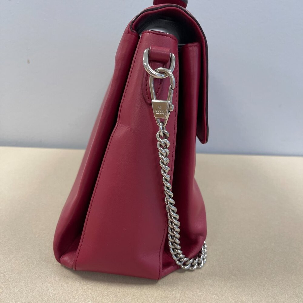 Gucci Interlocking G Top Handle Bag in Red Calfskin Leather - Preowned - Picture 6 of 16